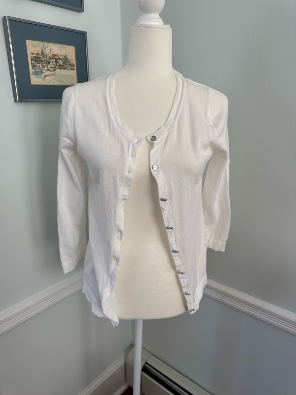 Michael Kors White Lightweight Button-Up Cardigan